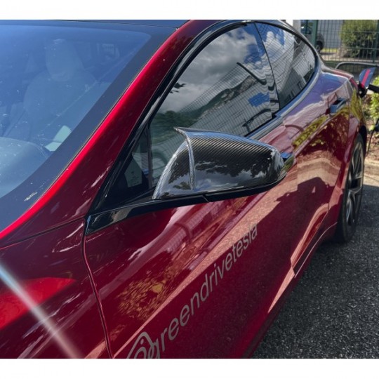 M-Style Carbon Fiber Mirror Covers - Tesla Model S LR & Plaid 2022+